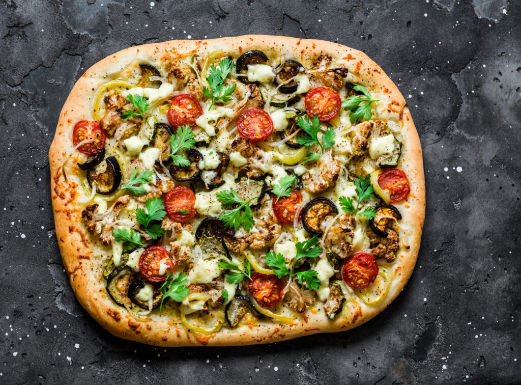 vegetarian pizza with cilantro